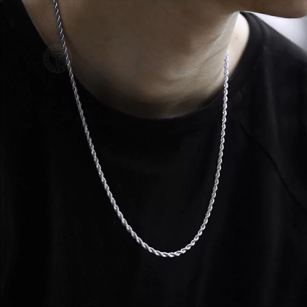 💗 Classic s 5mm Rope Silver Chain Necklace 22inch - Picture 2 of 6
